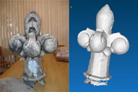 Laser scan Terra cotta finial, original and scan.